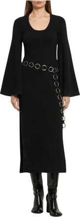 Michael Kors Stretch Cashmere Flare-Sleeve Jurk - Dames - Casual kleedjes - Zwart - M - Nylon - Kleedjes
