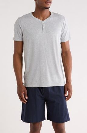 Daniel Buchler Lightweight Short Sleeve Sleep Henley in Grey Heather at Nordstrom Rack, Size Xx-Large