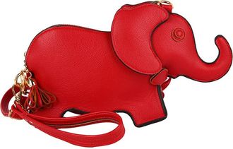 Generic Funny Leather Shoulder Bag for Women Girls Cute Leather Crossbody Bag Fashion Novelty Elephant Purse for Girls (Red)