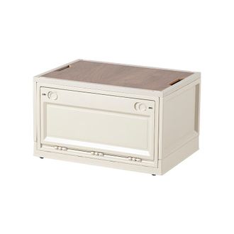 OEM 1 Caja De Almacenamiento Con Tapa, Contenedor De Pl&aacute;stico Plegable Y Apilable, Caja Grande Para Camping, Maletero Del Coche, Hogar, 30 L, Blanca