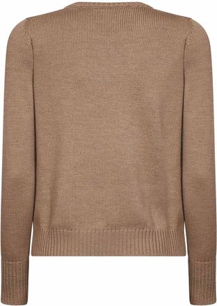 Blanca Vita Womens Crewneck Sweater Virgin Wool Camel