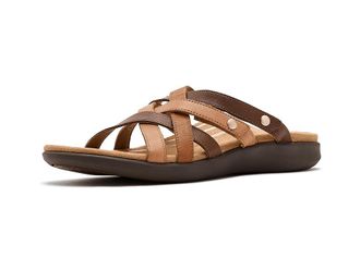 Aetrex Kasey Adjustable Slide Sandals Womens Sandals Tan : EU 41 (US Womens 10-10.5) M (B), Leather