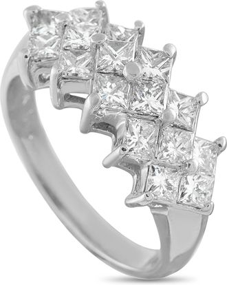 Luxury Bazaar 14K White Gold 2.40ct Diamond Princess-Cut Cluster Ring MF27-070226