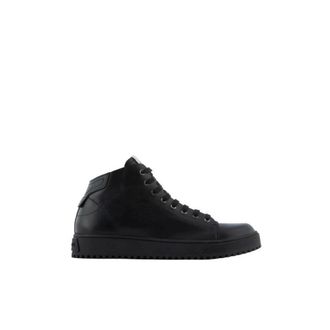 Emporio Armani Pelle Leather Sneakers - Heren - Sneakers - Zwart - 43 EU - Leer - Schoenen