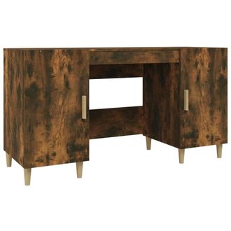 Berkfield Home Desk Smoked Oak 140x50x75 cm Engineered Wood in Brown | Size: 140 x 50 x 75 cm
