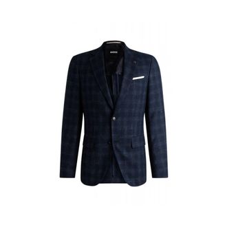 HUGO BOSS Heren, Jassen, Blauw, Maat: L Leer