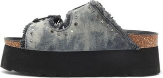 Colors Of California Platform Slider - Dames - Sandalen - Zwart - 40 EU - Leer - Schoenen