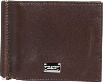 Dolce & Gabbana Brown Leather DG Logo Engrave Bifold Card Holder Mens Wallet (Pre-Owned)