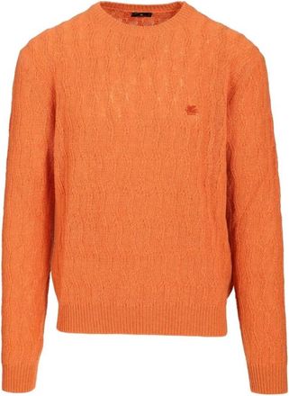 Etro Round-neck Truien - Heren - Cashmere truien - Oranje - L - Truien & Vesten