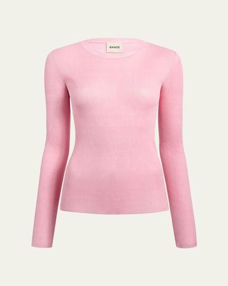 Khaite Mosi Silk Rib Long-Sleeve Top