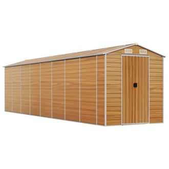 Berkfield Home Garden Shed Light Brown 191x725x198 cm Galvanised Steel | Size: 191 x 725 x 198 cm