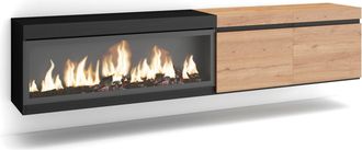Skraut Home Skraut Home - Mueble Tv, Televisi&oacute;n, Muebles De Sal&oacute;n, Almacenaje, 210, Para Tv Hasta 80, Chimenea El&eacute;ctrica Xxl, Colgado, Suspendido, Estilo Moderno,