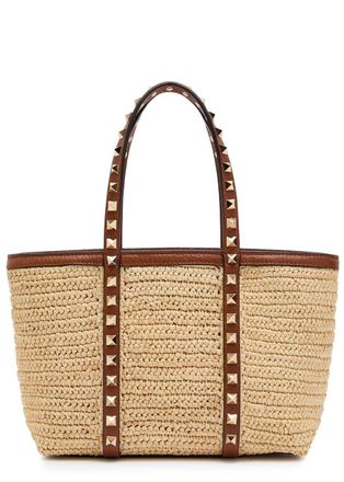 Valentino Garavani Mini Rockstud Raffia Tote bag - Natural - One Size