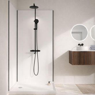 Aurlane Pack 2 Paneles Murales Aluminio Blanco 80+120x210 Y Perfiles Negros Wallit