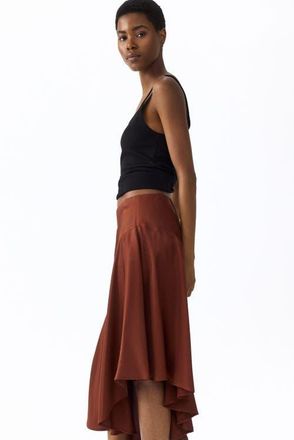 H&M Asymmetric viscose skirt in Rust Brown at Nordstrom, Size Xx-Large