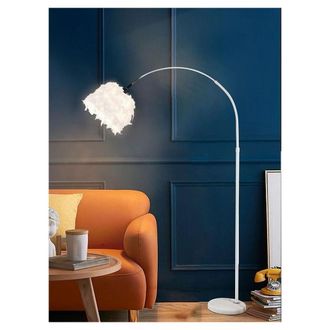 Trade Shop Trade Shop Traesio - Trade Shop - Lampada Da Terra In Metallo Piuma Attacco E27 Max.60w 185x110 Cm Bianco Rosa D26 - Blanco