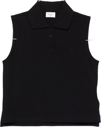 Saint Laurent Cotton Sleeveless Polo Shirt