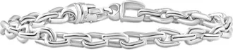 Pompeii3 Mens Polished Steel Clasp 6mm Thin Oval Flexible Link 8.5 Bracelet