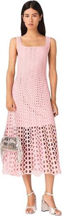 Maje Rhinestone crochet midi dress in Pink at Nordstrom, Size 38 Eu