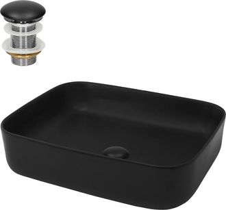ML Design Lavabo sobre encimera de cerámica con desagüe lavamanos negro