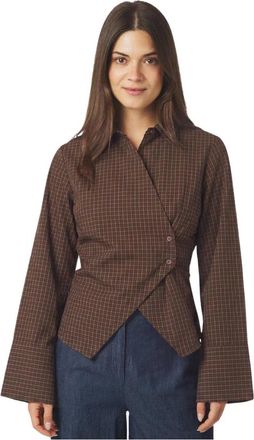Neo Noir Fenli Small Check Shirt - Dames - Blouses & Shirts - Bruin - Maat: S Katoen