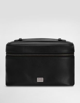 Dolce & Gabbana Calfskin Nappa Leather Toiletry Bag - Man Briefcase And Clutches Black Onesize