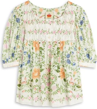 Farm Rio Folk Floral-print Cotton Blouse - Multicoloured - L (UK14 / L)