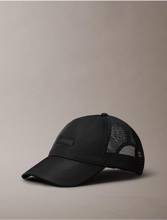 Calvin Klein Mens Standard Logo Trucker Baseball Cap - Black