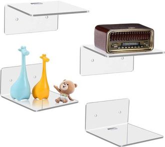 No Brand Estantes Flotantes De Pared De Acr&iacute;lico - 4 Piezas - 9,9104,8 Cm - Organizador - Estante Decorativo Para La Sala De Estar - Estante De Almacenamiento 