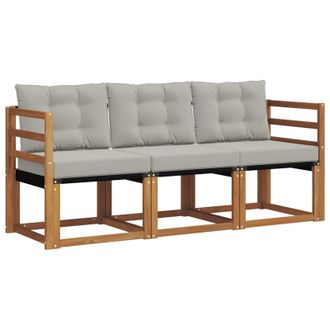 vidaXL Conjunto De Sof&aacute;s De Exterior 3 Pcs Gris Natural Y Claro Vidaxl
