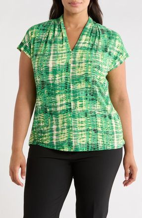 Kasper Printed Dolman Sleeve Top in Lush Green Multi at Nordstrom, Size 1 X