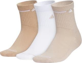 adidas Cushioned Sport 3-Pack Assorted Crew Socks in Sandstone Beige/White/Beige at Nordstrom Rack, Size Medium