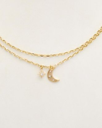 Rachel Reinhardt Jewelry 14K Plated Labradorite Cz Celestial Necklace