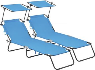 Habitat & Jardin Juego de 2 tumbonas azul L180