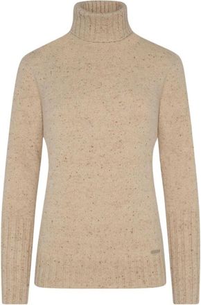 Kiton Cashmere Polo Neck Jumper - Dames - Cashmere truien - Beige - 2XS - Leer - Truien & Vesten