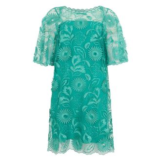 Alberta Ferretti Alberta Ferretti, Short Dresses, female, Blue, Size: XL Short Embroidered Dress with Flowers