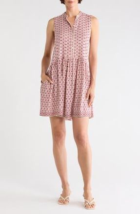 Max Studio Buttoned Printed Dress in Cream/Rose Rosette Tile at Nordstrom Rack, Size X-Small