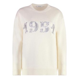 Max Mara Plata Sweater - Dames - Ronde hals truien - Wit - XS - Wol - Truien & Vesten