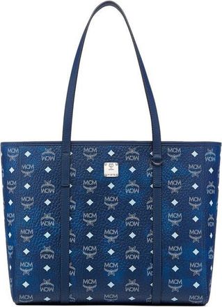MCM Medium Toni Top-Zip Shopper in Visetos in Blue at Nordstrom