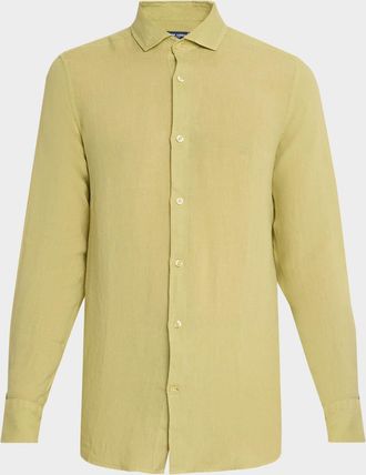 Frescobol Carioca Mens Antonio Linen Casual Button-Down Shirt