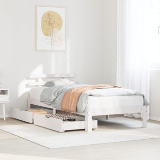 Berkfield Home Bed Frame with Drawers without Mattress White75x190 cm Small Single in White