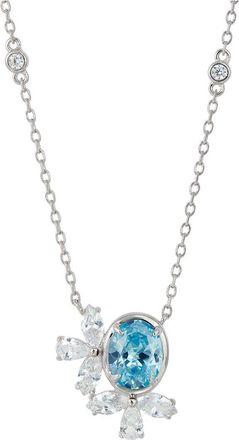 Savvy Cie Jewels Silver CZ Cluster Necklace