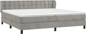 vidaXL Vidaxl - Cama Box Spring Con Colch&oacute;n Terciopelo Gris Claro 200x200 Cm