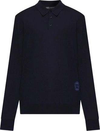 Dolce & Gabbana Tops, Heren, Blauw, XL, Wol, Wol Zonder Mouwen Polo