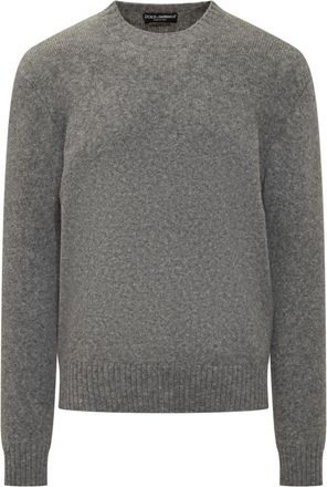 Dolce & Gabbana Grey Solid Crew Neck Sweaters