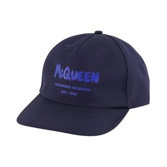 Alexander McQueen Blauwe Graffiti Logo Baseballpet - Heren - Petten - Blauw - M - Katoen - Accessoires