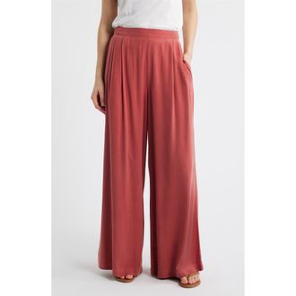 Cloth & Stone Pleated Wide Leg Palazzo Pants in Sun Washed Clay at Nordstrom, Size X-Small