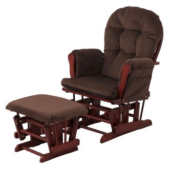 Hhg Nunca Usado] Sill&oacute;n Relax Hhg 021, Sill&oacute;n Mecedora Mecedora Con Taburete Tela Cuerda 320g/m&sup2; Oeko-tex, Marr&oacute;n Oscuro Armaz&oacute;n
