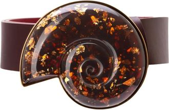 Silvia Tcherassi Nautilus shell-detail leather belt - Red