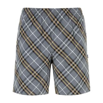 Burberry Beachwear, male, Gray, Size: 2XL Check Swimsuit